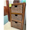 Image 1 : Storage Unit w/ 3 Rattan Baskets 18" x 16" x 33"