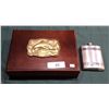 Image 1 : WOOD KEEPSAKE BOX W/FISHING MOTIF & FLASK