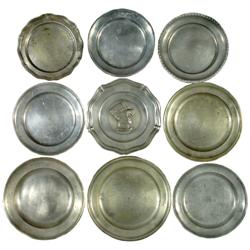 9 Zinn-Gebrauchs- und -Zierteller, ab 178