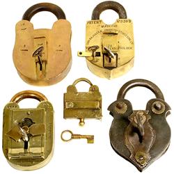 5 Vorhänge-Schlösser, um 1880