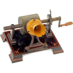 Zinnfolien-Phonograph, um 1880