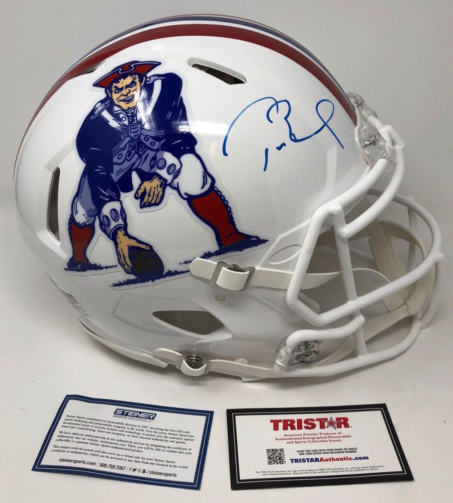 Tom Brady Signed Patriots Throwback Full Size Authentic On Field Speed Helmet Steiner Coa Tristar