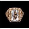 Image 2 : 14KT Rose Gold 7.96 ctw Aquamarine and Diamond Ring