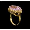 Image 4 : 14KT Yellow Gold GIA Certified 18.42 ctw Kunzite and Diamond Ring