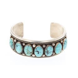 G James Vintage Block Turquoise Row Bracelet