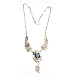Vintage Turquoise shadow Box Leaf Necklace
