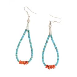 Turquoise & Spiny Oyster Loop Earrings