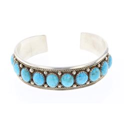JN Vintage Turquoise Round Row Bracelet