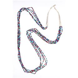 Vintage Block Multi Stone Multi Strand Necklace