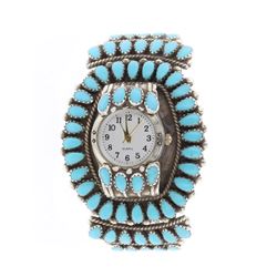 Rl Vintage Block Turquoise Cluster Watch Bracelet