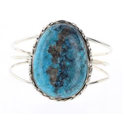 Contemporary Turquoise Large Stone Wire Bracelet