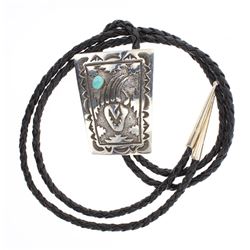 BK Turquoise Bear Paw Design Bolo Tie
