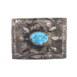 Old Pawn Turquoise Stamp Out Belt Buckle