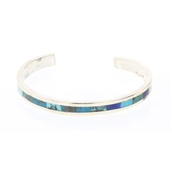 Vintage Turquoise & Lapis Inlay Bracelet