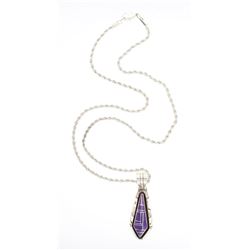 Jerry Nelson Vintage Charoite inlay Pendant Necklace