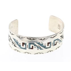 Ray B. Contemporary Crushed Turquoise & Coral Geometric