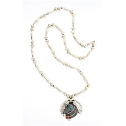 Vintage Turquoise & Coral Leaf Necklace