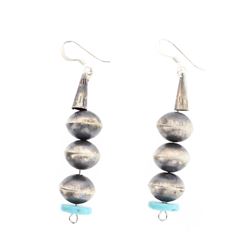 Vintage Turquoise Disc & Roundel Beads Drop Earrings