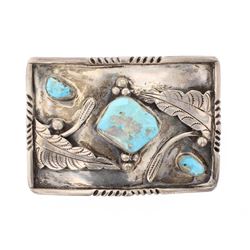 Old Pawn Turquoise Leaf Belt Buckle