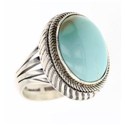 Ray Bennett Vintage Turquoise & Twist Wire Large Stone