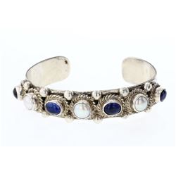 Mary Sanchez Vintage Lapis & Pearl Row Bracelet