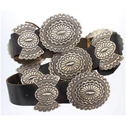 Signed M Old Pawn Heavy Stamp Concho belt