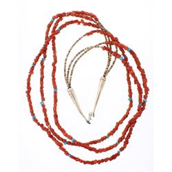 Vintage Coral Heishe Multi Strand Necklace
