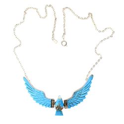 F. Tom Vintage Turquoise Eagle Fetish Inlay Necklace