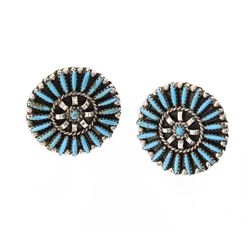 Vintage Turquoise Cluster Petite Point Earrings