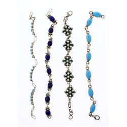 Vintage Turquoise & Lapis Link Bracelet Multi-Piece Lot