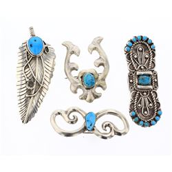 Old Pawn Turquoise Pins  Multi-Piece Lot of Four