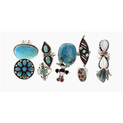 Old Pawn & Vintage Turquoise & Coral  Rings Large