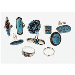 Old Pawn & Vintage Turquoise & Coral  Rings Large