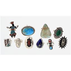 Old Pawn & Vintage Turquoise & Coral  Rings Large