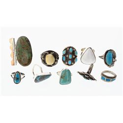 Old Pawn & Vintage Turquoise & Coral  Rings Large
