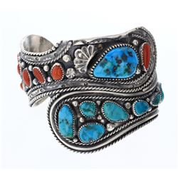 Old Pawn Turquoise & Coral Bracelet