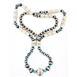 SB Turquoise Disc & Navajo Pearls Bead Barrel Beads
