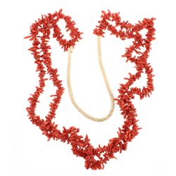 Old Pawn Coral Original Chip Multi Strand Necklace