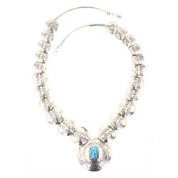 Vintage Turquoise Hand Made Disc Bead Necklace