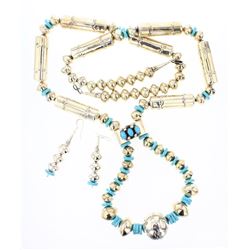 SB Turquoise Disc & Navajo Pearls Bead Barrel Beads