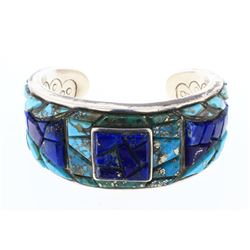 MM Vintage Turquoise & Lapis Cobblestone Inlay Bracelet