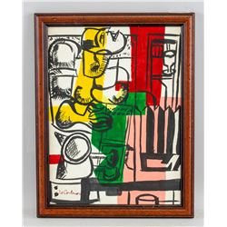 French-Swiss Abstract Acrylic Signed Le Corbusier