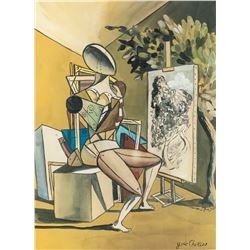 Italian Surrealist Gouache Giorgio de Chirico