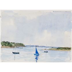 Watercolor Harbor Signed Winifred Nicholson