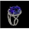 Image 4 : 17.09 ctw Tanzanite and Diamond Ring - 14KT White Gold