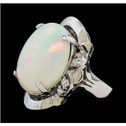 15.82 ctw Opal and Diamond Ring - 14KT White Gold