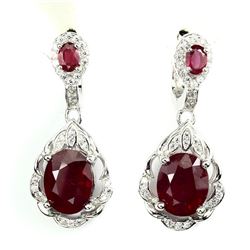 Genuine Top Blood Red Ruby Earrings