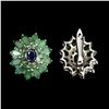 Image 3 : Natural Columbian Emerald & Sapphire Earring