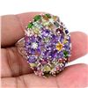 Image 3 : Natural Amethyst Citrine Sapphire Tourmaline Big Ring