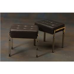  Two seats, black leather and brushed steel